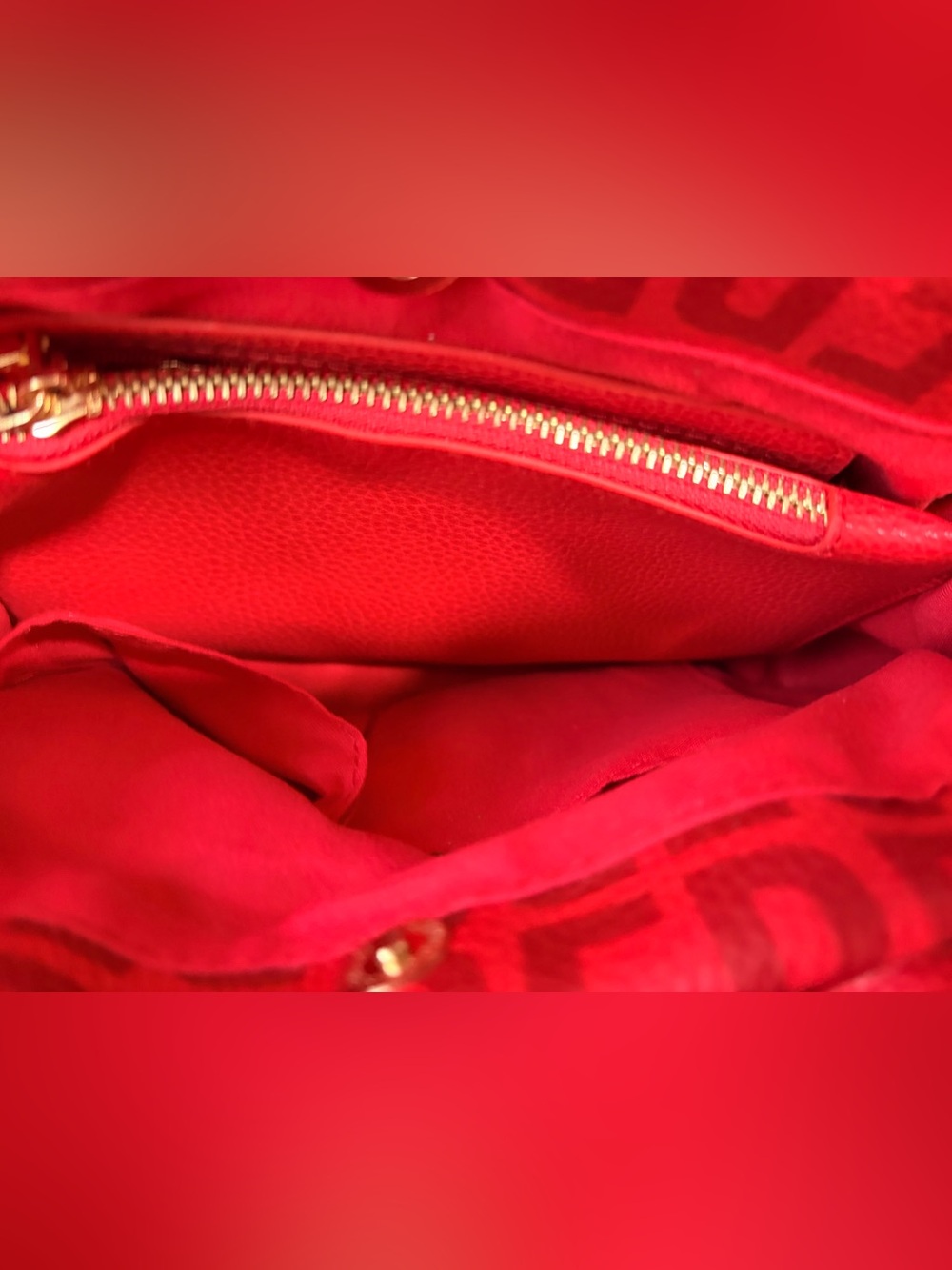 bebe Red Logo Jacquard Satchel with Gold Accents - Picture 7 of 7